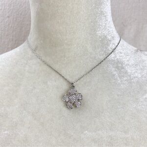 Lia‎ Sophia Wild Rose Cut Crystals Flower Pendant Silver Tone Chain Necklace